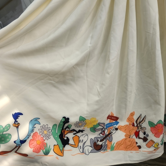 Unique Vintage Looney Tunes Character Border Print Swing Dress XL 14 T1 - Picture 12 of 15